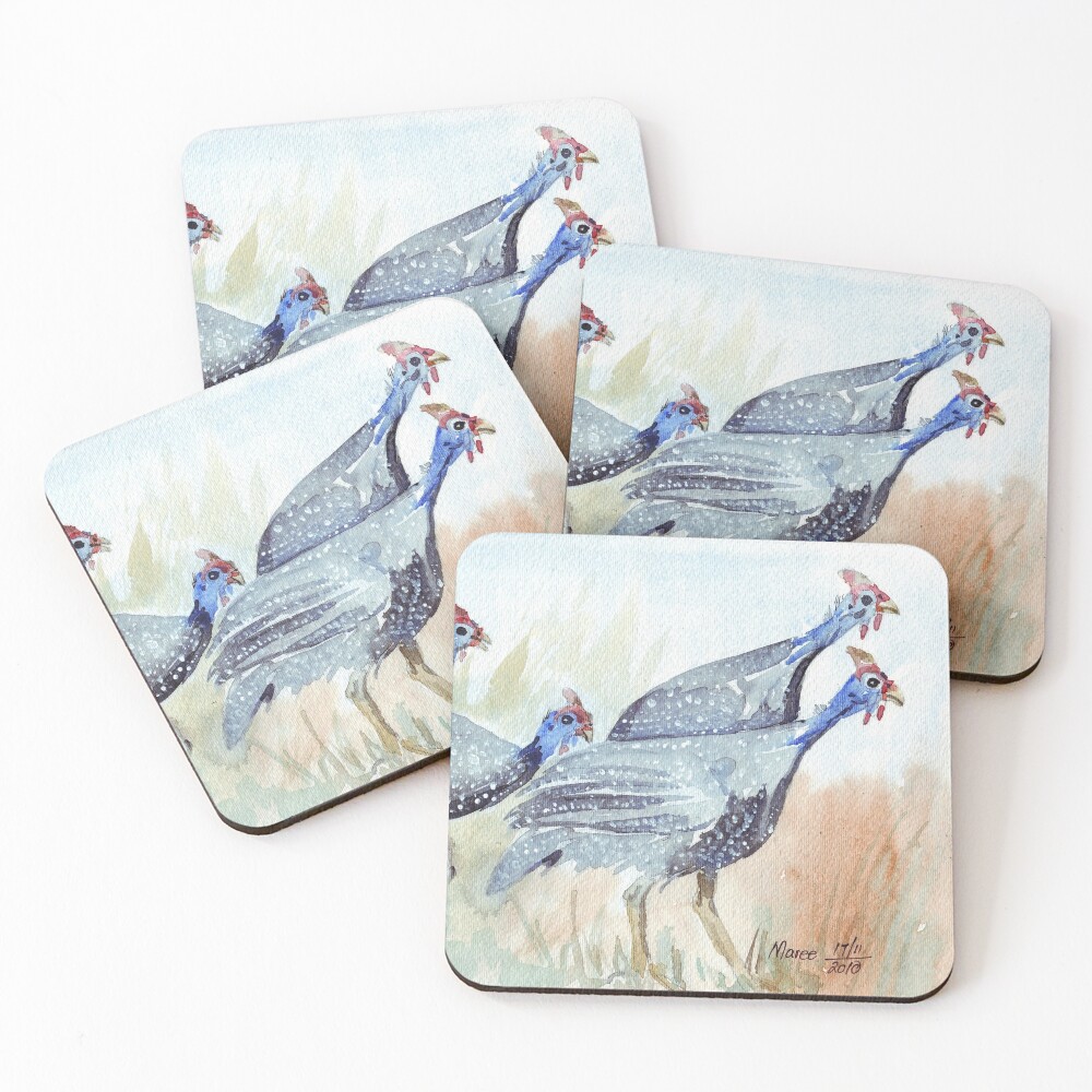 Guinea fowl in my garden Coasters (Set of 4)