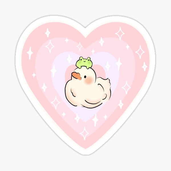 Item preview, sparkling duck love heart designed and sold by Pastel Calico.