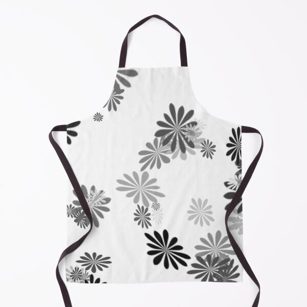 Item preview, Crazy Daisy Grayscale Floral Design on a White Background, Large Sized Repeating Pattern designed and sold by Nicolette Olivier.