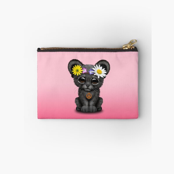 Item preview, Cute Hippie Black panther Cub on Pink designed and sold by JeffBartels.