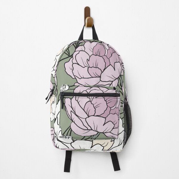 Item preview, The white and pink peonies in a lovely pattern pale green background designed and sold by marina63.