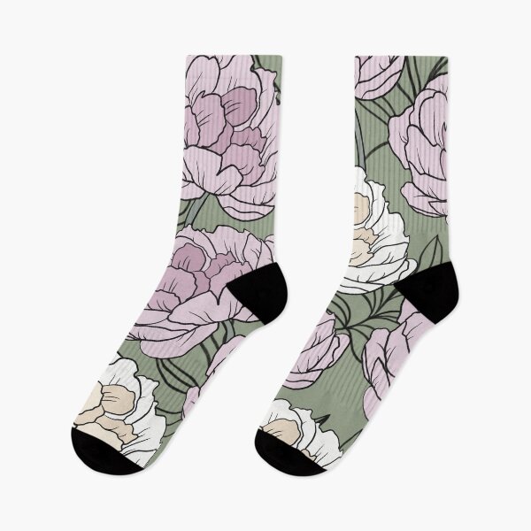 Item preview, The white and pink peonies in a lovely pattern pale green background designed and sold by marina63.