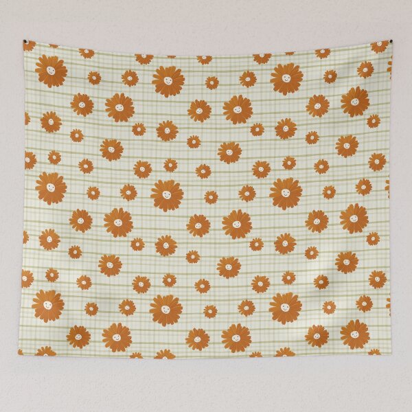 Item preview, Cute retro style smiley face - happy vibes print pattern designed and sold by RSDigitalPrintDesign.