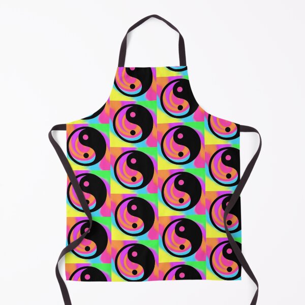 Item preview, Black Yin Yang Taijitu Symbol on a Tie Dye Swirl Background, Large Sized Repeating Pattern designed and sold by Nicolette Olivier.