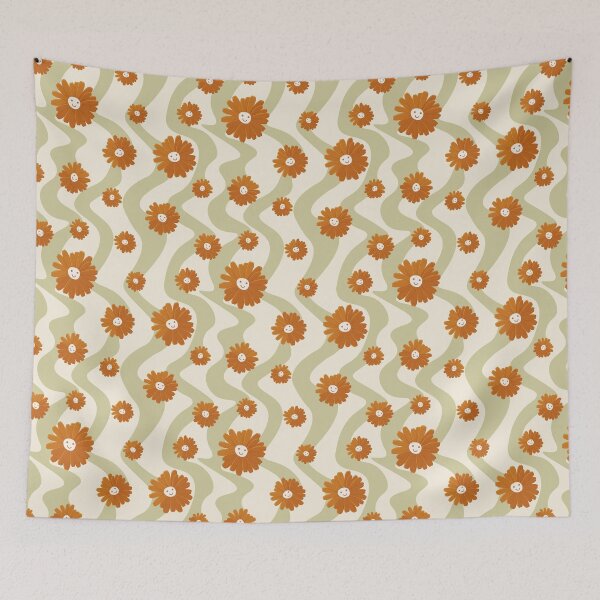 Item preview, Cute retro style smiley face - happy vibes print pattern designed and sold by RSDigitalPrintDesign.