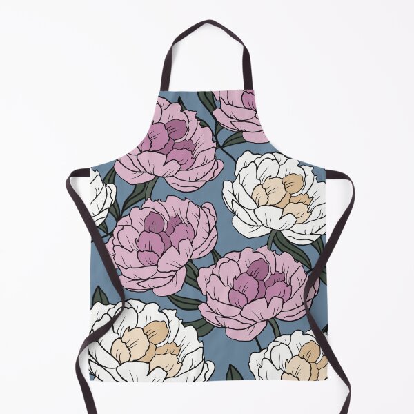 Item preview, The white and pink peonies in a lovely pattern pale blue background designed and sold by marina63.
