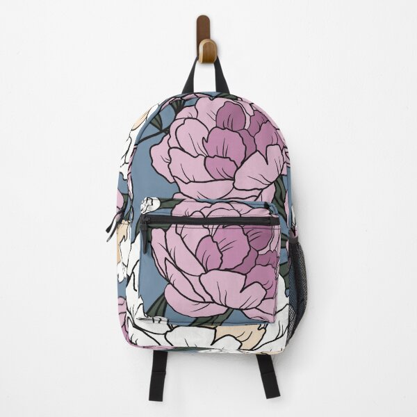 Item preview, The white and pink peonies in a lovely pattern pale blue background designed and sold by marina63.