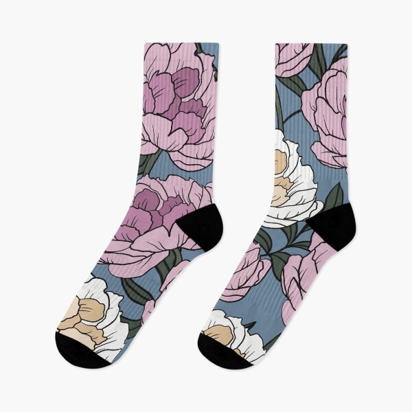 Item preview, The white and pink peonies in a lovely pattern pale blue background designed and sold by marina63.