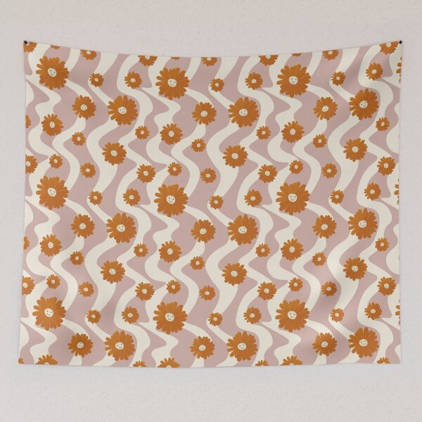 Item preview, Cute retro style smiley face - happy vibes print pattern designed and sold by RSDigitalPrintDesign.