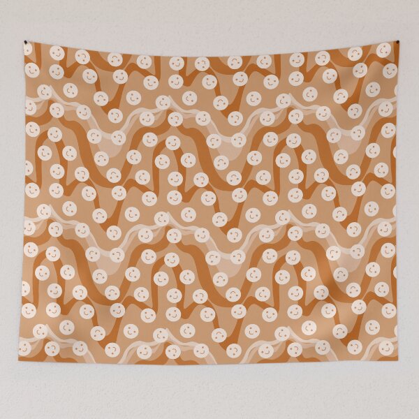Item preview, Cute retro style smiley face - happy vibes print pattern designed and sold by RSDigitalPrintDesign.