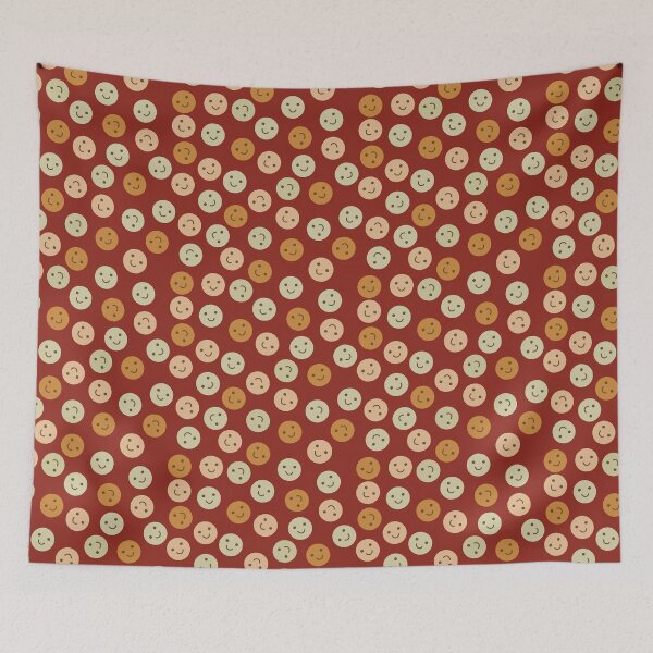 Item preview, Cute retro style smiley face - happy vibes print pattern designed and sold by RSDigitalPrintDesign.