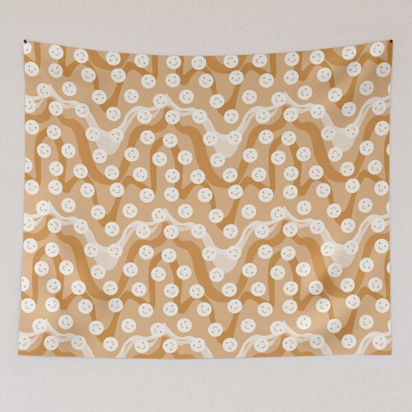 Item preview, Cute retro style smiley face - happy vibes print pattern designed and sold by RSDigitalPrintDesign.