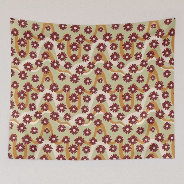 Item preview, Cute retro style smiley face - happy vibes print pattern designed and sold by RSDigitalPrintDesign.