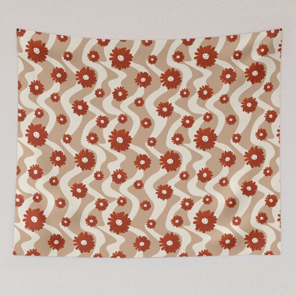 Item preview, Cute retro style smiley face - happy vibes print pattern designed and sold by RSDigitalPrintDesign.