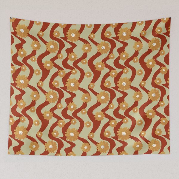Item preview, Cute retro style smiley face - happy vibes print pattern designed and sold by RSDigitalPrintDesign.