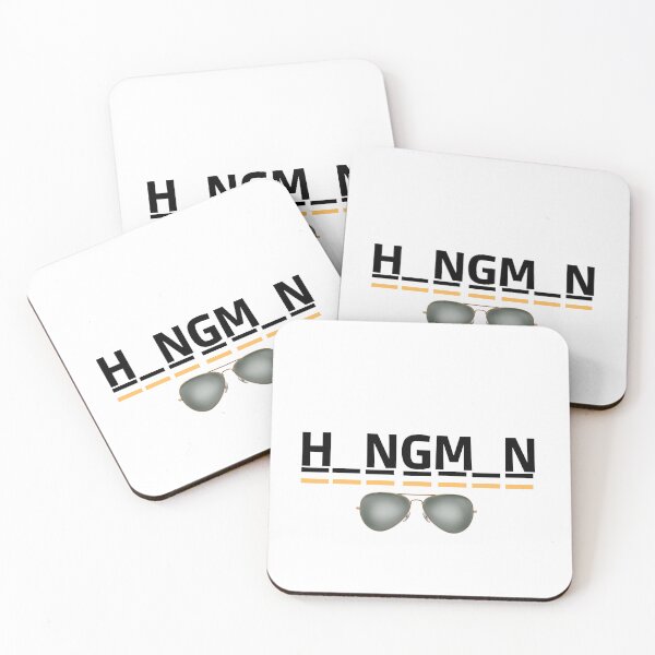 Item preview, hangman font black and yellow with glasses designed and sold by LannisterOnMars.