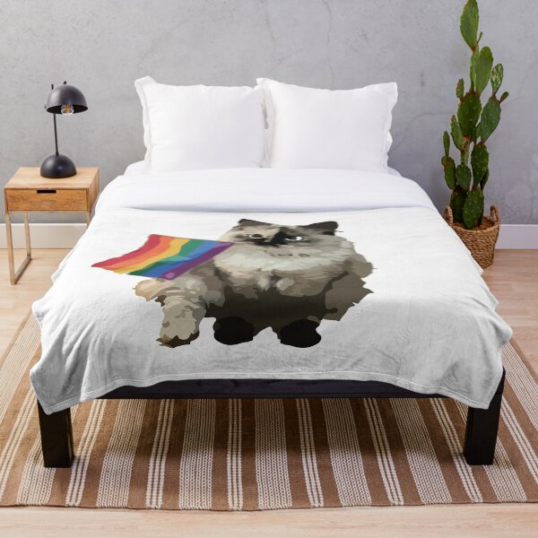 Item preview, Pride cat with LGBTQ rainbow flag designed and sold by AkraidaxDesign.