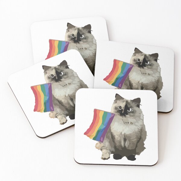 Item preview, Gato del orgullo con la bandera del arco iris LGBTQ designed and sold by AkraidaxDesign.