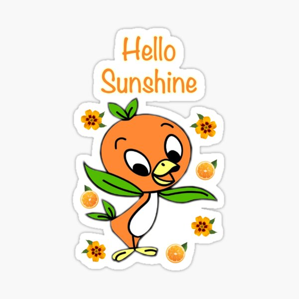 Hello Sunshine Orange Bird with Flowers Sticker
