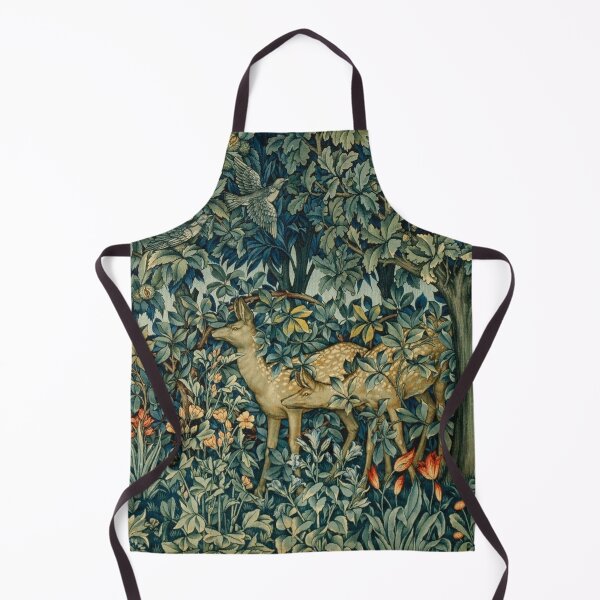 Item preview, GREENERY,TWO DOES AND BIRDS IN FOREST Blue  Green Floral Tapestry designed and sold by BulganLumini.