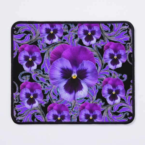 Item preview, ROYAL PURPLE PANSIES BLACK PATTERN ART designed and sold by sharlesart.