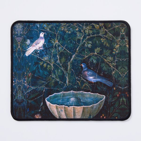 Item preview, POMPEII COLLECTION / DOVES AND FOUNTAIN IN GARDEN ,BLUE GREEN FLORAL designed and sold by BulganLumini.