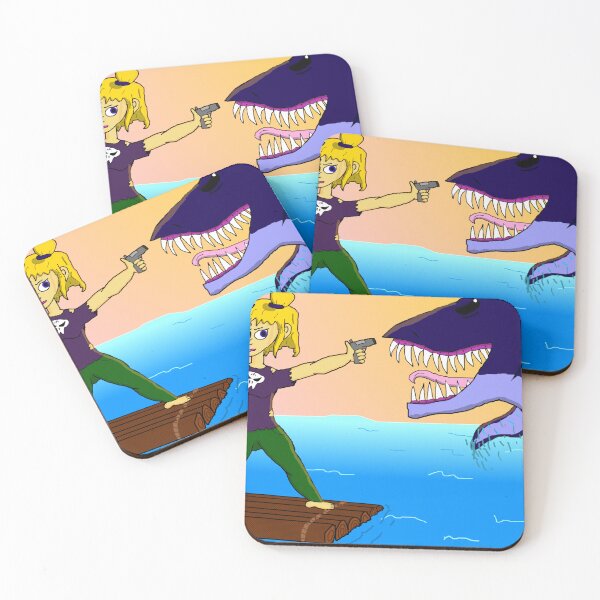 Item preview, shark vs girl (blonde hair) designed and sold by InvaderToon.