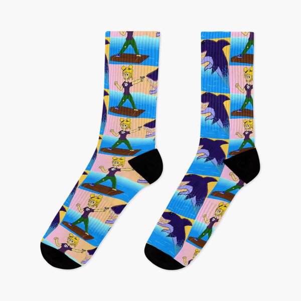 Item preview, shark vs girl (blonde hair) designed and sold by InvaderToon.