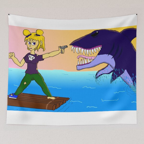 Item preview, shark vs girl (blonde hair) designed and sold by InvaderToon.