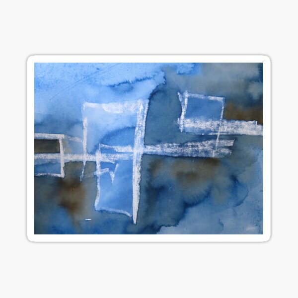Rainy Day Big City Reflections in mixed media Sticker
