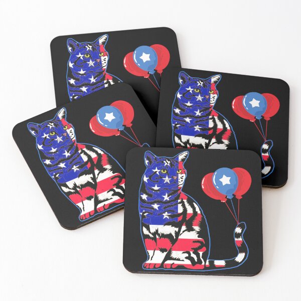 Item preview, 4th of July cat Bubblegum, Patriotic cat Sunglasses Bandana, Bubble Gum Cat Shirt, 4th of July Gift, Cat paw mats, designed and sold by Arabi4.