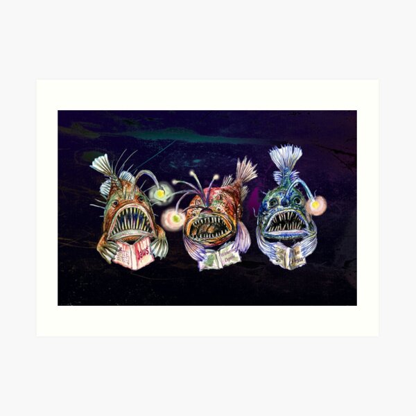 Angler Fish Read Books Art Print