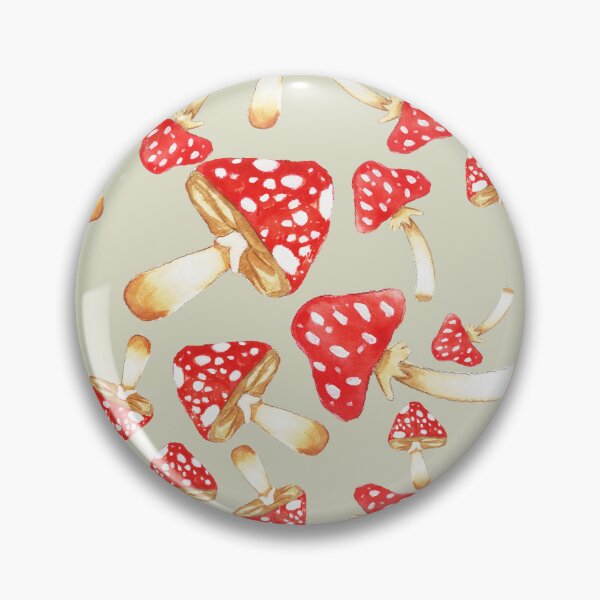 Item preview, Watercolor Mushrooms on Gray Green designed and sold by Cass Noel Studio.