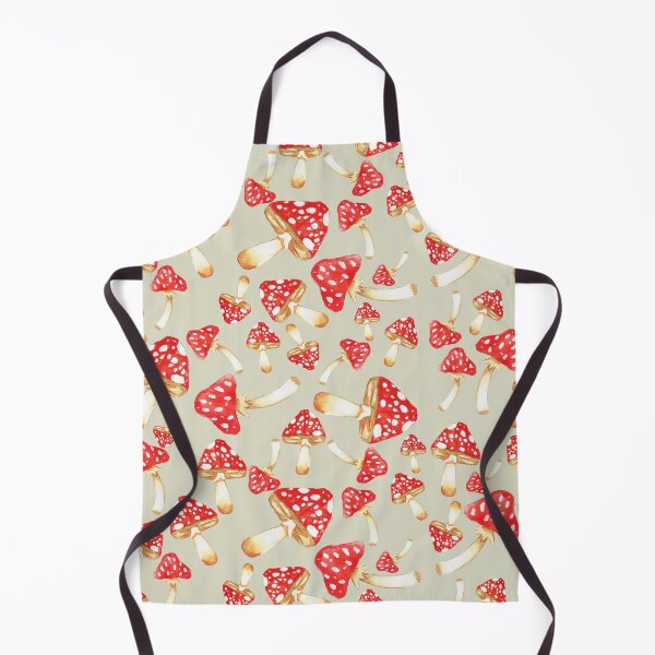 Item preview, Watercolor Mushrooms on Gray Green designed and sold by Cass Noel Studio.