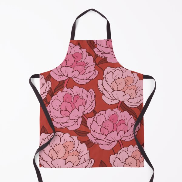 Item preview, The pink peonies in a lovely pattern on a red background designed and sold by marina63.