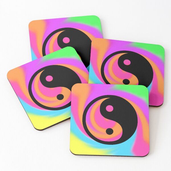 Item preview, Black Yin Yang Taijitu Symbol on a Tie Dye Swirl Background, Large Sized Non-Repeating Image designed and sold by Nicolette Olivier.