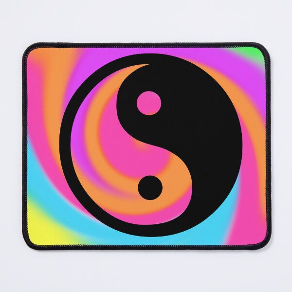 Item preview, Black Yin Yang Taijitu Symbol on a Tie Dye Swirl Background, Large Sized Non-Repeating Image designed and sold by Nicolette Olivier.