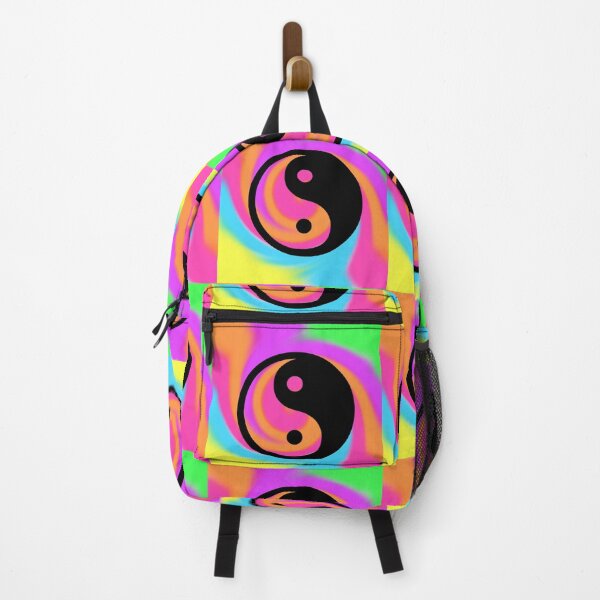 Item preview, Black Yin Yang Taijitu Symbol on a Tie Dye Swirl Background, Large Sized Non-Repeating Image designed and sold by Nicolette Olivier.