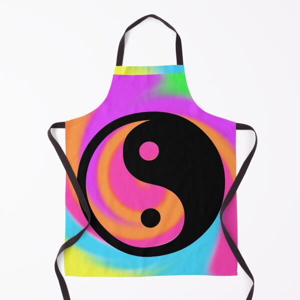 Item preview, Black Yin Yang Taijitu Symbol on a Tie Dye Swirl Background, Large Sized Non-Repeating Image designed and sold by Nicolette Olivier.