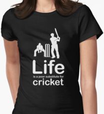 Cricket v Life - White Graphic Women's Fitted T-Shirt