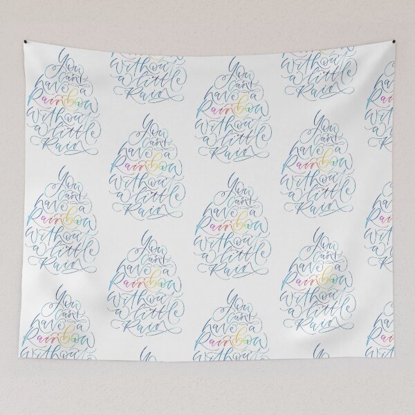 Item preview, You can’t have a rainbow without a little rain- calligram quote designed and sold by amyverse.