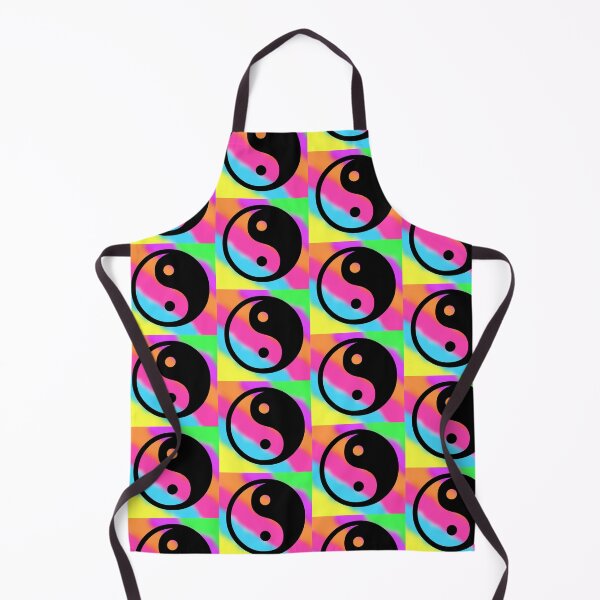 Item preview, Black Yin Yang Taijitu Symbol on a Tie Dye Stripe Background, Large Sized Repeating Pattern designed and sold by Nicolette Olivier.