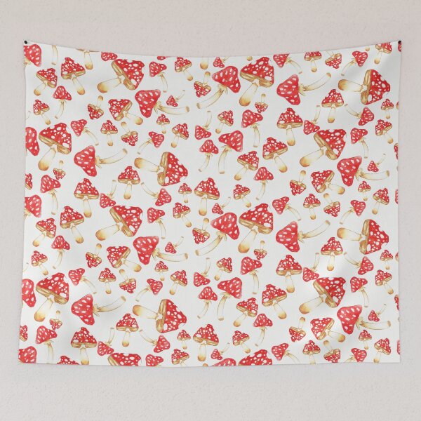 Item preview, Watercolor Mushrooms on White designed and sold by Cass Noel Studio.