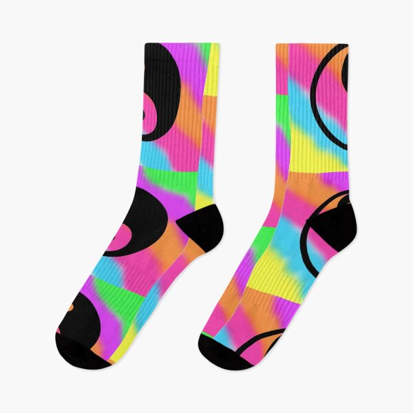 Item preview, Black Yin Yang Taijitu Symbol on a Tie Dye Stripe Background, Large Sized Non-Repeating Image designed and sold by Nicolette Olivier.