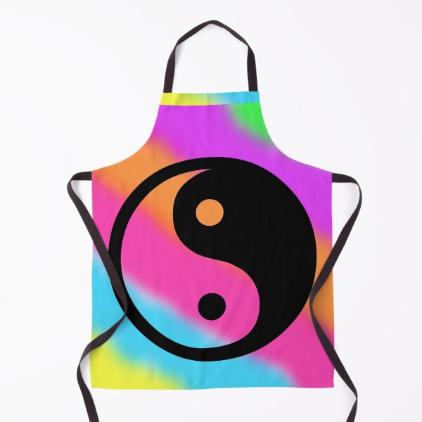 Item preview, Black Yin Yang Taijitu Symbol on a Tie Dye Stripe Background, Large Sized Non-Repeating Image designed and sold by Nicolette Olivier.