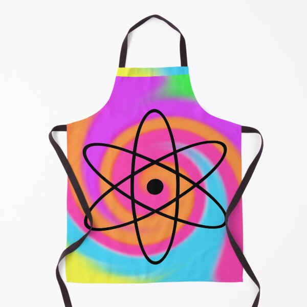 Item preview, Black Atomic Nucleus Nuclear Symbol on a Tie Dye Swirl Background, Large Sized Non-Repeating Image designed and sold by Nicolette Olivier.