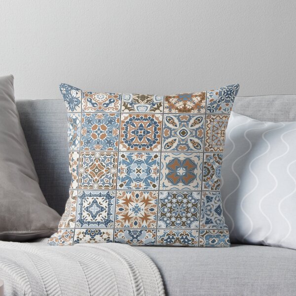 Item preview, Copy of Antique Moroccan Art Tiles Colorful Pattern Geometric Retro Brown White Blue designed and sold by CandyLoo.