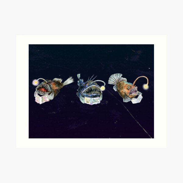 Angler Fish Reading Books Art Print