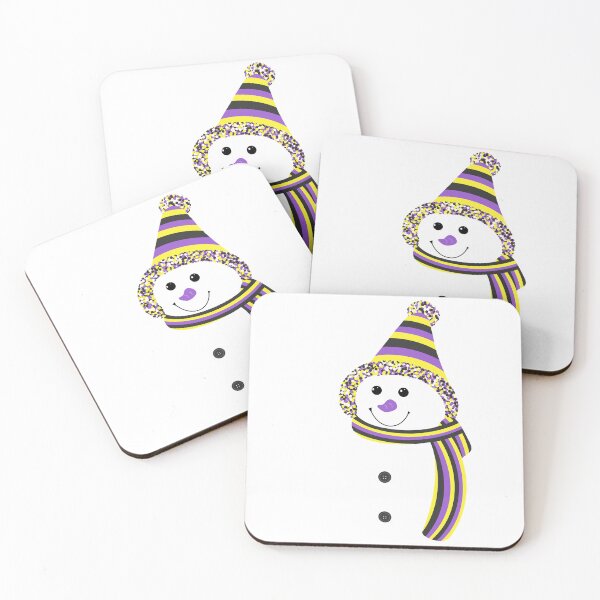 Item preview, Nonbinary Pride Snowman Snowperson yellow white purple black designed and sold by JoyfulJen.
