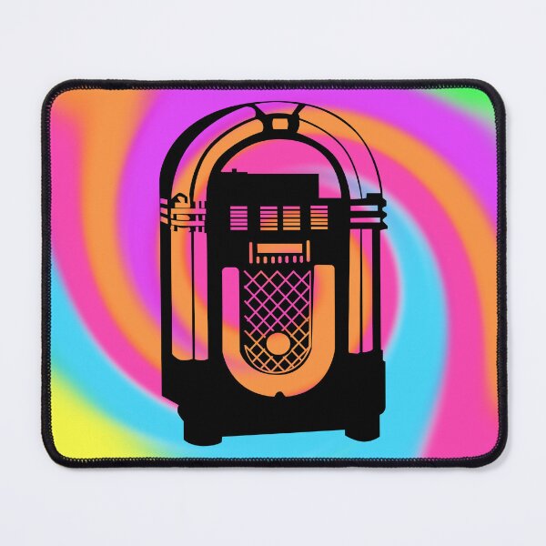 Item preview, Black Jukebox on a Tie Dye Swirl Background, Large Sized Non-Repeating Image designed and sold by Nicolette Olivier.